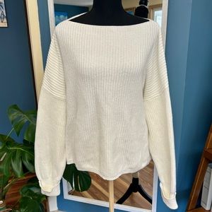 FRENCH CONNECTION Oversized Sweater Cream Vanilla Beige 100% Cotton Size Medium